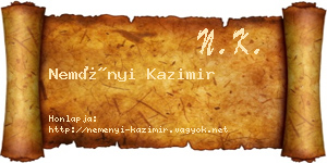 Neményi Kazimir névjegykártya